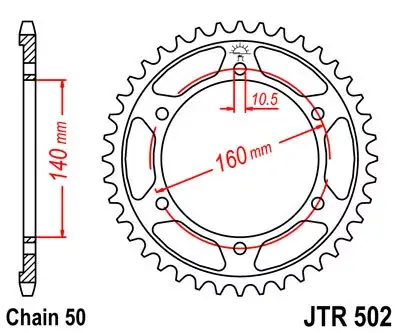 Kettenrad 44Z 530 SI Innen Ø 140 Lochkreis 160 Schneller Versand
