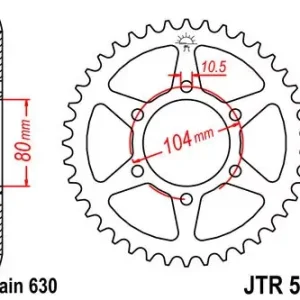 Geprüft Kettenrad 38Z 630 SI Innen Ø 80 Lochkreis 104