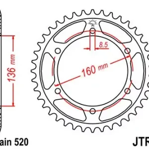 Begrenztes Angebot Kettenrad 44Z 520 SW Innen Ø 136 Lochkreis 160