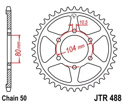 Kettenrad 45Z 530 SI Innen Ø 80 Lochkreis 104 Begrenztes Angebot