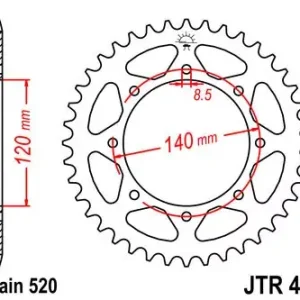 Angebot Kettenrad 38Z 520 SW Innen Ø 120 Lochkreis 140