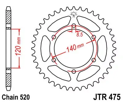 Preiswert Kettenrad 40Z 520 SW Innen Ø 120 Lochkreis 140