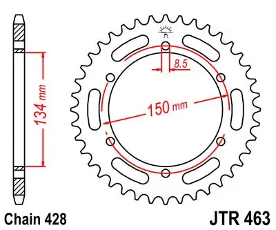 Sonderaktion Kettenrad 46 Zähne 428 SW Innen Ø 134 mm Lochkreis 150 mm