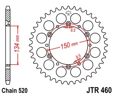 Kettenrad 46Z 520 SW Innen Ø 134 Lochkreis 150 passend für Kawasaki KX125 Solange Der Vorrat Reicht