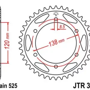 Finale Aktion Kettenrad 38Z 525 SI Innen Ø 120 Lochkreis 138 passend für Honda