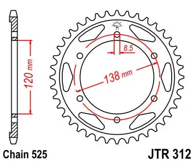 Finale Aktion Kettenrad 38Z 525 SI Innen Ø 120 Lochkreis 138 passend für Honda
