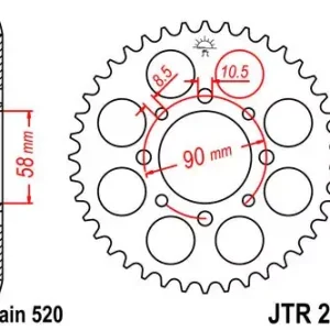 Garantierte Lieferung Kettenrad 40Z 520 SI Innen Ø 058 Lochkreis 090 passend für Honda und KTM