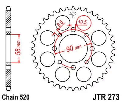Garantierte Lieferung Kettenrad 40Z 520 SI Innen Ø 058 Lochkreis 090 passend für Honda und KTM
