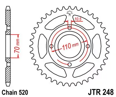 Kettenrad 44Z 520 SW Innen Ø 070 Lochkreis 110 Finale Aktion
