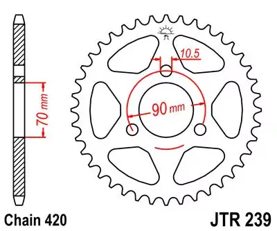 Kettenrad 42Z passend für 420er Kette Innen Ø 70 mm Lochkreis 90 mm Sonderaktion