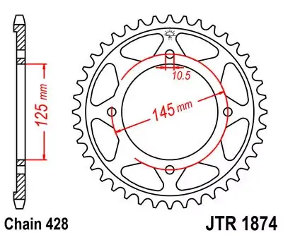 Versand Am Gleichen Tag Kettenrad 56Z 428 SW Innen Ø 125 Lochkreis 145 passend für Yamaha Drag Star