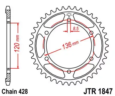 Mega-Angebot Kettenrad 51Z 428 SW passend für Yamaha TDR 125, FZR 400 RR