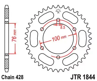 Kettenrad 42Z 428 Innen Ø 76 Lochkreis 100 passend für Yamaha YZF-R 125, MT 125 Zertifiziert