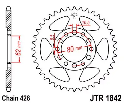Kettenrad 42Z 428 SW Innen Ø 062 Lochkreis 080 passend für Yamaha Neuheit