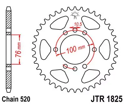 Kettenrad 40Z 520 SW Innen Ø 76 Lochkreis 100 Solange Der Vorrat Reicht