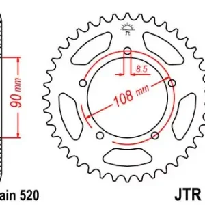 Solange Der Vorrat Reicht Kettenrad 39Z passend für 520 SW, Innen Ø 90 mm, Lochkreis 108 mm