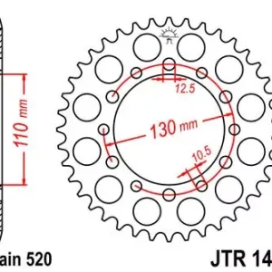 Top-Seller Kettenrad 40Z passend für 520 SW Innen Ø 110 Lochkreis 130