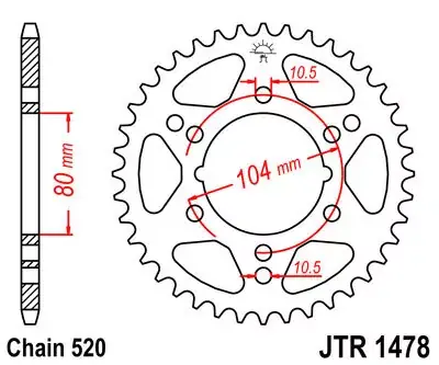 Kettenrad 30Z 520 SW Innen Ø 080 Lochkreis 104 passend für Kawasaki Jetzt Kaufen