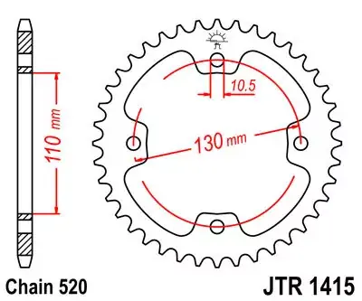 Kettenrad 37Z 520 passend für Kawasaki KFX 450 R Meistverkauft