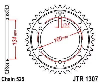 Preiswert Kettenrad 44Z 525 Innen Ø 134 Lochkreis 160 passend für Honda CBR 600