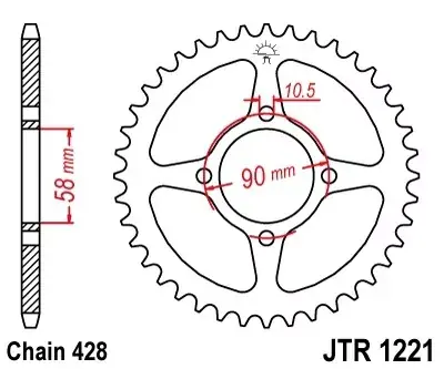 Schneller Versand Kettenrad 42Z 428 Innen Ø 58 mm Lochkreis 90 mm passend für Honda CBR 125 R / CB125 F