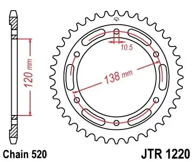 Billig Kettenrad 36Z 520 passend für Honda CBR 250R / 300R
