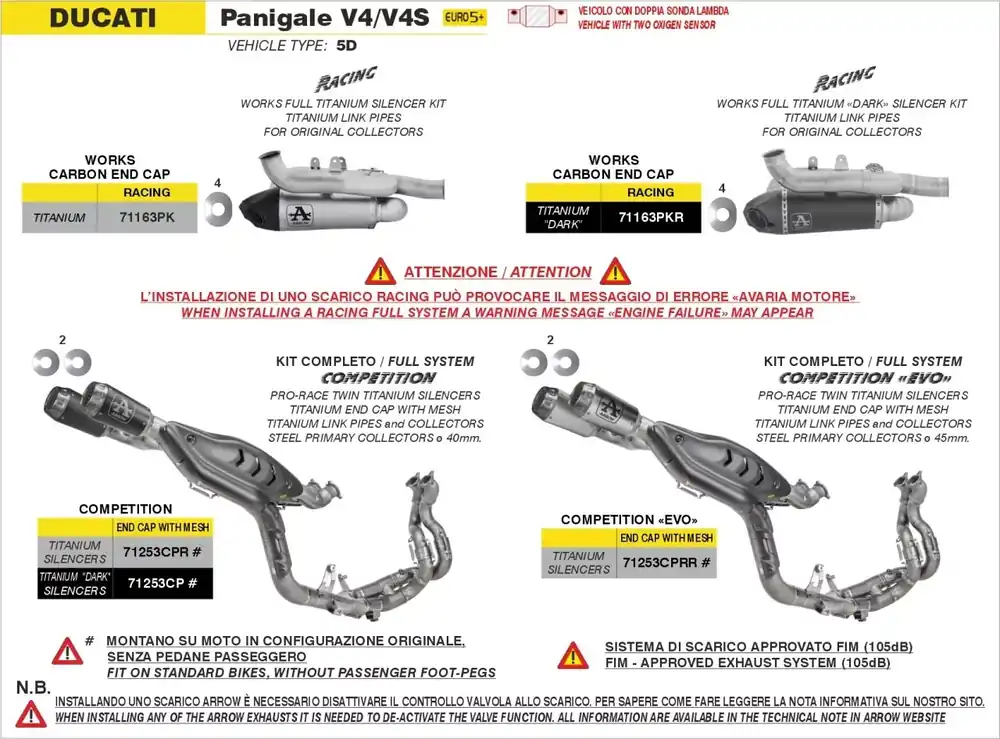 ARROW Komplettanlage Racing Works Volltitan passend für Ducati (ab 2025) Billig