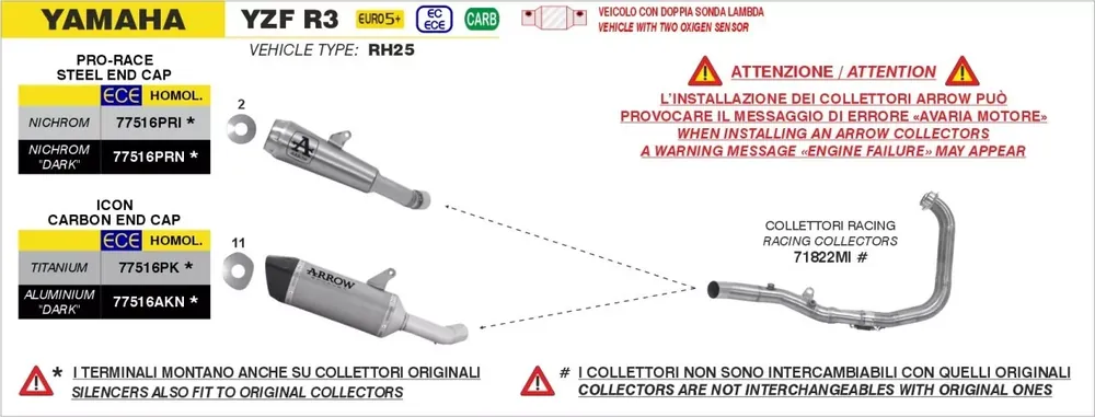 Top-Angebot ARROW Racing Krümmer passend für Yamaha YZF R3 25-26