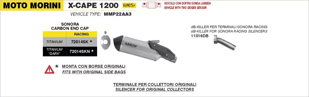 Preis Gesenkt ARROW SONORA Titan Endschalldämpfer passend für Moto Morini X-CAPE 1200 2026-