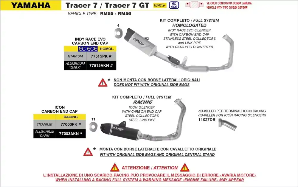 Expressversand ARROW Indy Race EVO Aluminium Komplettanlage passend für Yamaha Tracer 7 / Tracer 7 GT 25–26