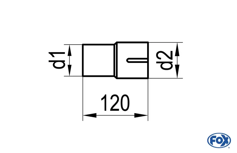 FOX Einzelmuffe 63,5mm auf 42mm Edelstahl Expressversand