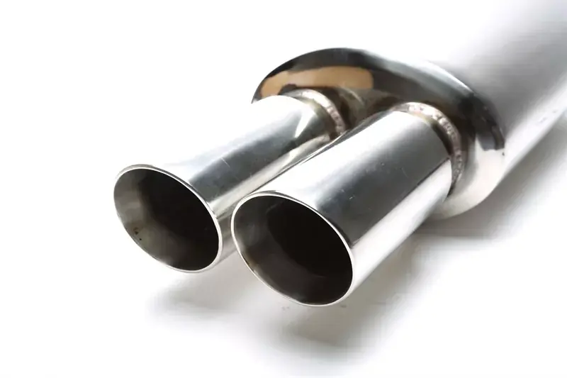 TA Technix Edelstahl Sportendschalldämpfer universal 2 x 76mm rund / angeschrägt / nach innen gezogen Schneller Versand