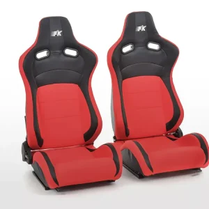Meistverkauft FK Sportsitze Set schwarz/rot Kunstleder/Stoff Halbschalensitze