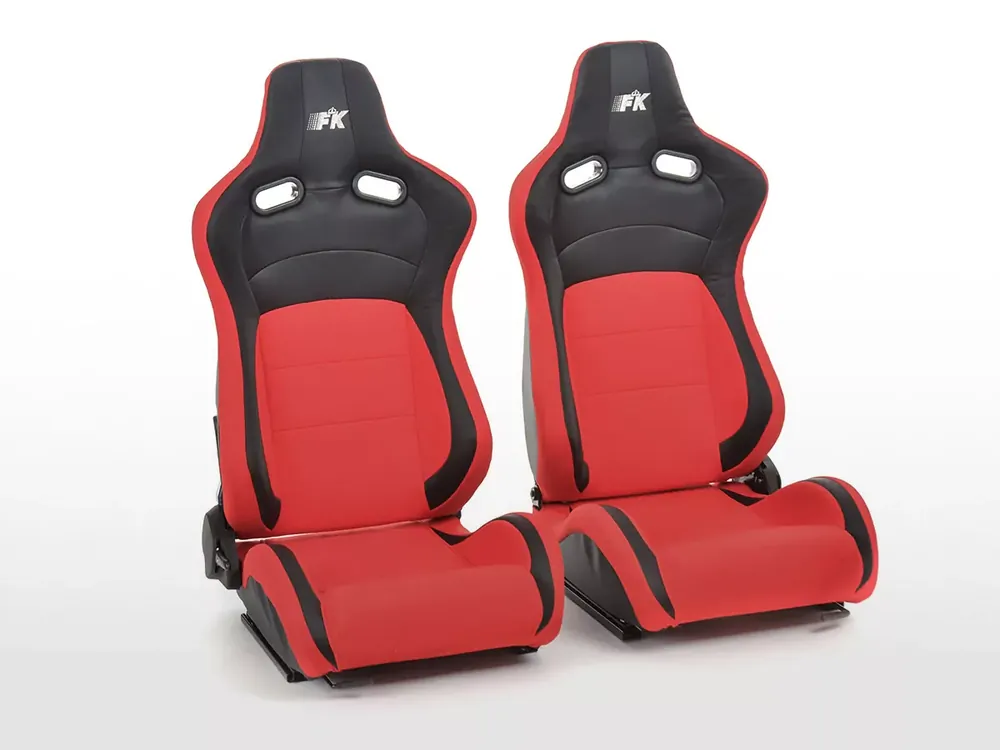 Meistverkauft FK Sportsitze Set schwarz/rot Kunstleder/Stoff Halbschalensitze