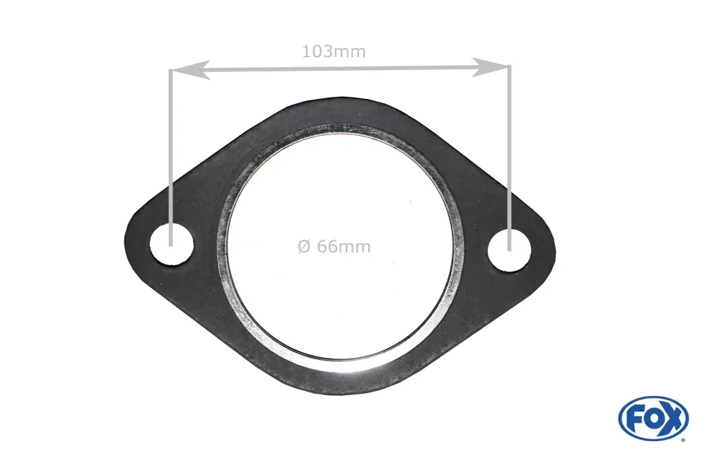 Top-Angebot FOX Flansch-Dichtung Nr. 8 aus Edelstahl passend für 2-Loch Flansch 66 mm Innenloch – 103 mm Lochabstand