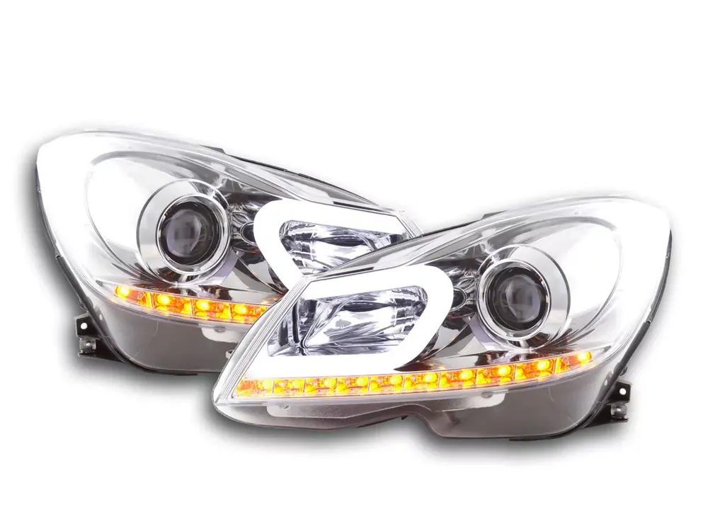 Scheinwerfer Set Daylight LED TFL-Optik passend für Mercedes C-Klasse W204 11-14 chrom Jetzt Bestellen