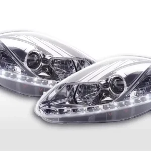 Scheinwerfer Set Daylight LED chrom passend für Fiat Grande Punto 199 Echt