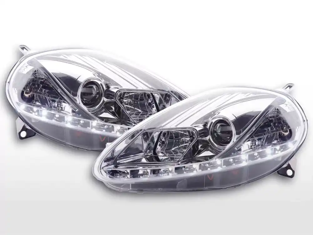 Scheinwerfer Set Daylight LED chrom passend für Fiat Grande Punto 199 Echt