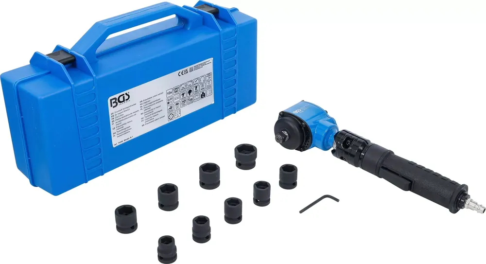 Druckluft-Schlagschrauber Set abgewinkelt mit Kraft-Steckschlüssel-Satz 1/2 Zoll 650 Nm 10-tlg. Wochenendangebot