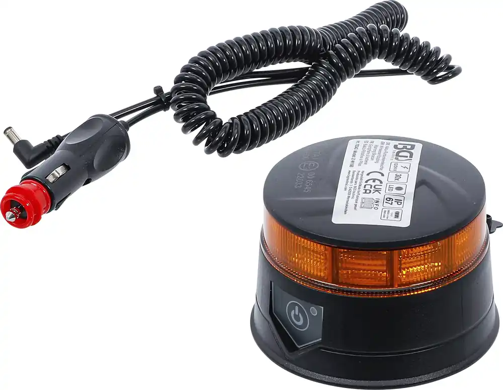 Aktuell Akku-Rundumkennleuchte gelb mit Magnet 12 V / 24 V Ø 130 mm