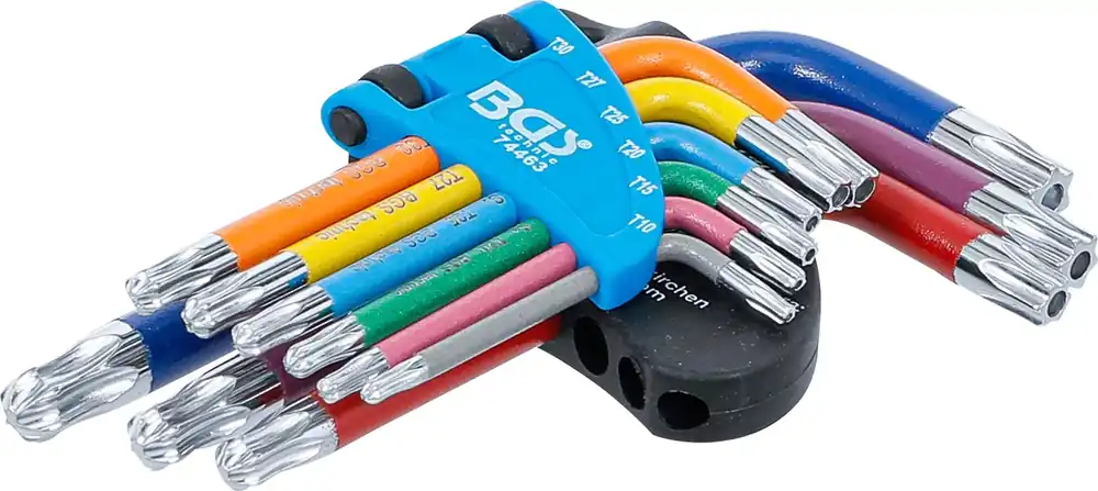 Winkelschlüssel-Satz kurz Multicolour T-Profil (für Torx) mit Bohrung & Kugelkopf T10–T50 9-tlg. Mega-Angebot
