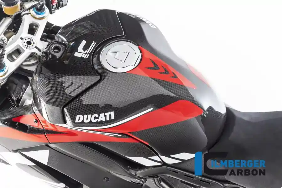 Preisreduziert Ilmberger Carbon Tankverkleidung mit Crashpads glänzend passend für Ducati Panigale V4 V4S V4R ab 2019