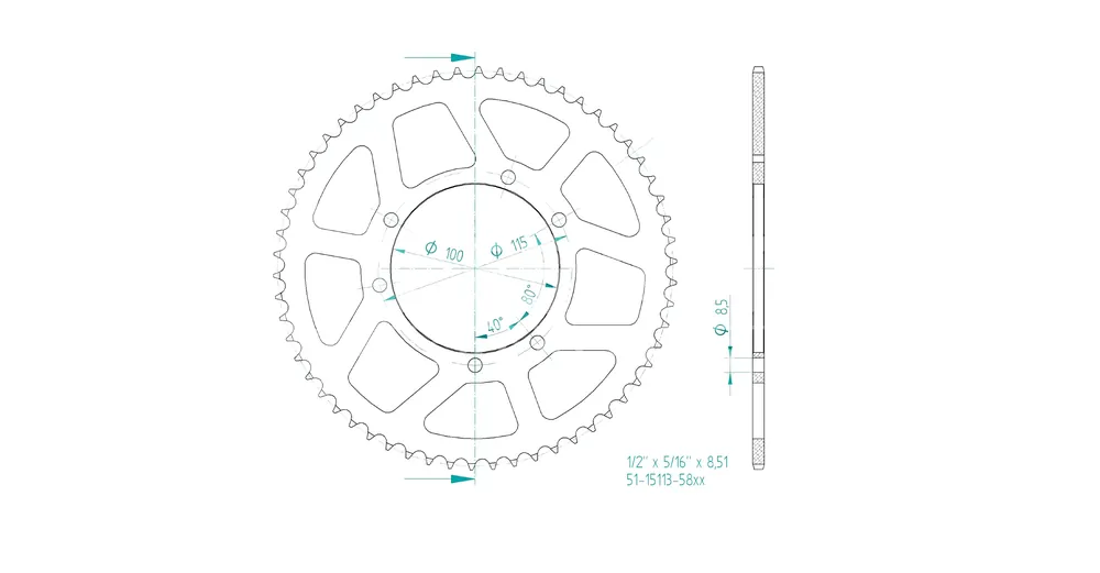 Kettenrad 58 Zähne Teilung 428 passend für Fantic Motard 125 Neu