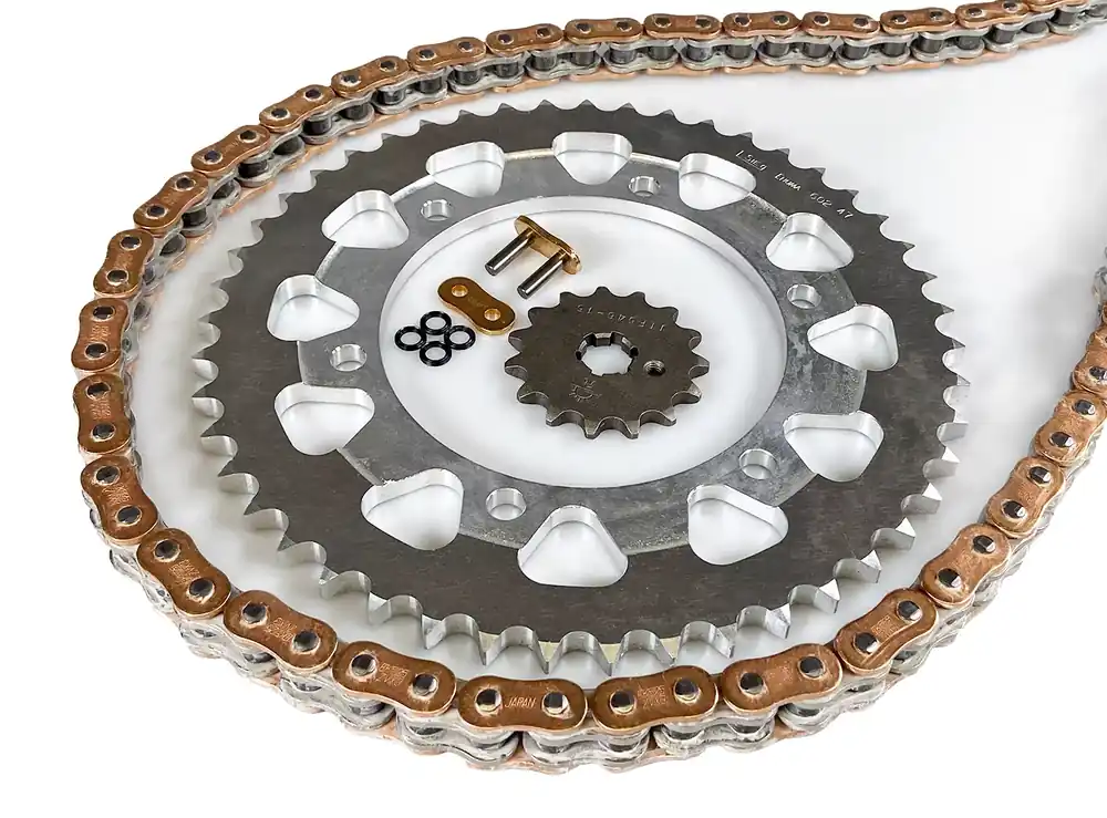 EK-Chain Kettensatz 520 ZVX-3 passend für KTM 890 SMT 2024 – Gold Echt