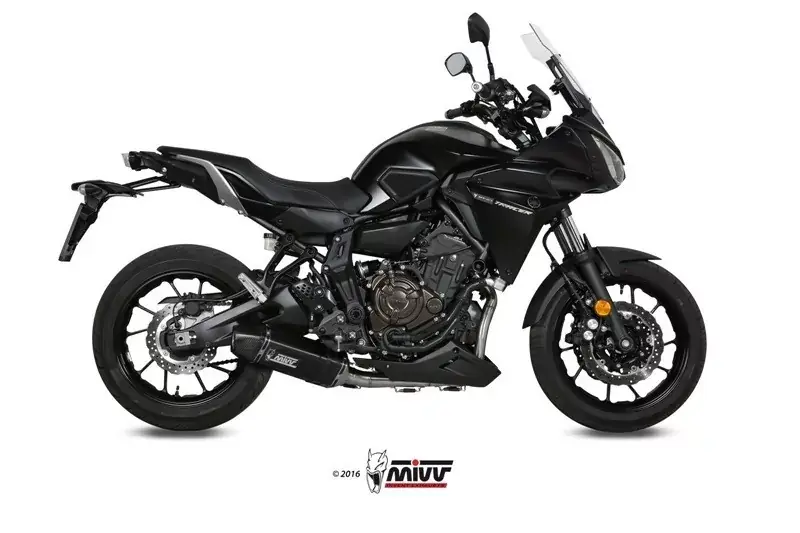 Geprüft MIVV Komplettanlage SPEED EDGE Edelstahl Schwarz passend für Yamaha MT-07 Tracer
