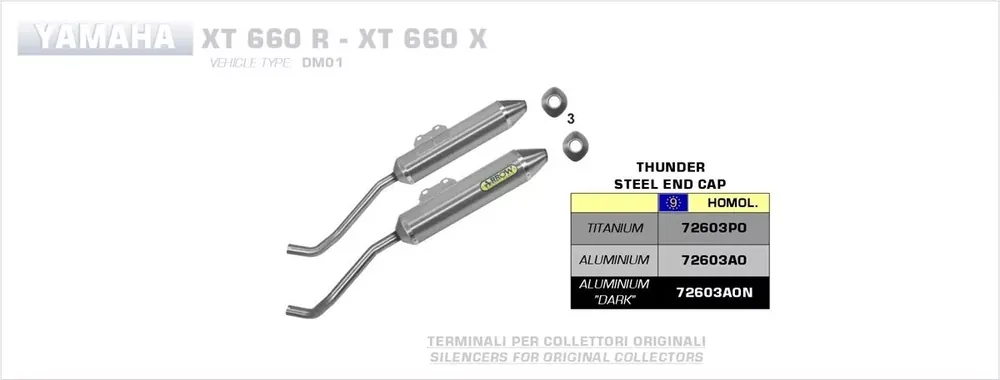 Arrow Endschalldämpferpaar Thunder Aluminium passend für Yamaha XT 660 Direktkauf