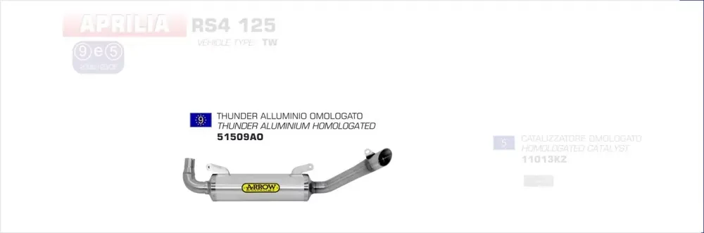 Arrow Endschalldämpfer Thunder Aluminium passend für Aprilia RS4 125 Heißes Angebot