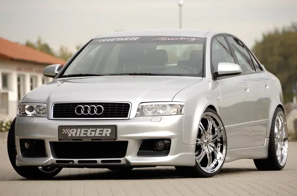 Abverkauf Rieger Spoilerstoßstange neues Design passend für Audi A4 (8E) Typ B6 Lim. 11.00–10.04