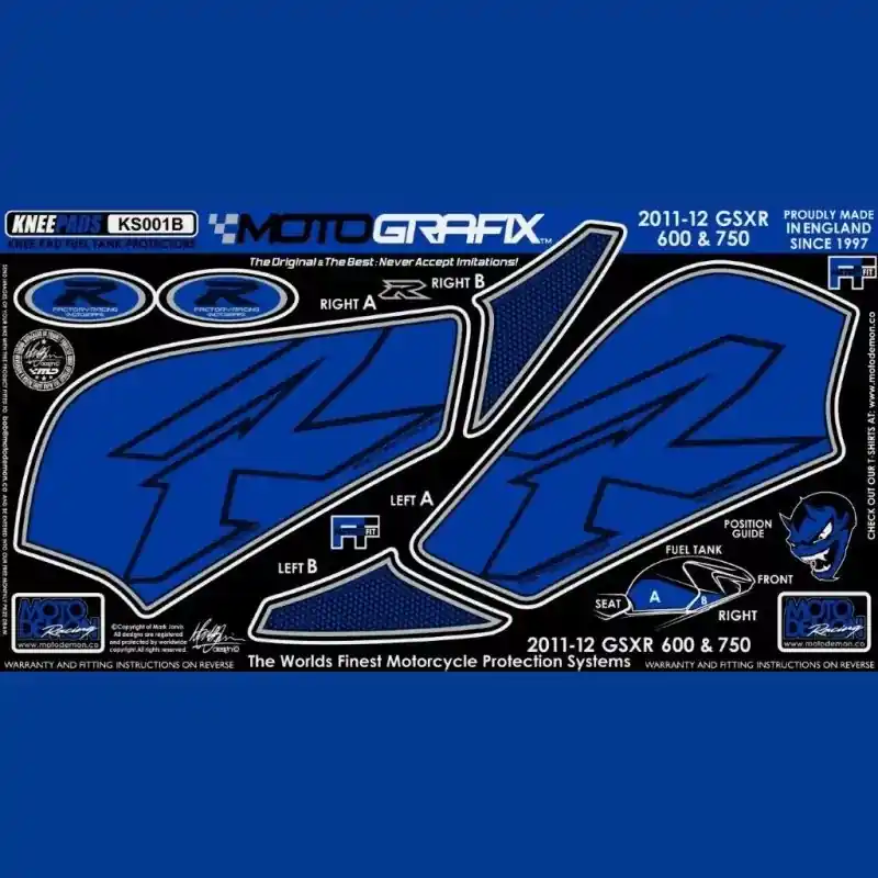 Markenprodukt Motografix Tankschutz Knie Pads passend für Suzuki GSX-R 750 / 600