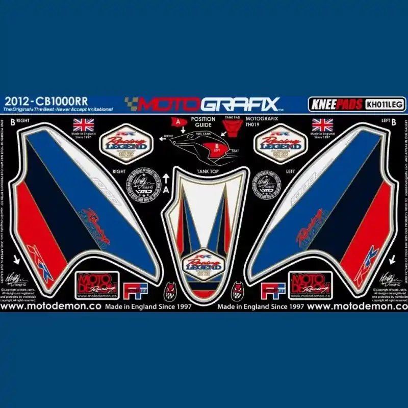 Geprüft Motografix Tankschutz Knie Pads passend für Honda CBR 1000 RR Fireblade 2012-2016